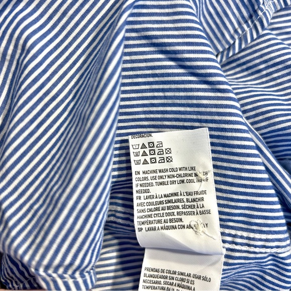 Men's American Eagle Classic Blue White Striped Button Down Long Sleeve Shirt - Picture 8 of 9